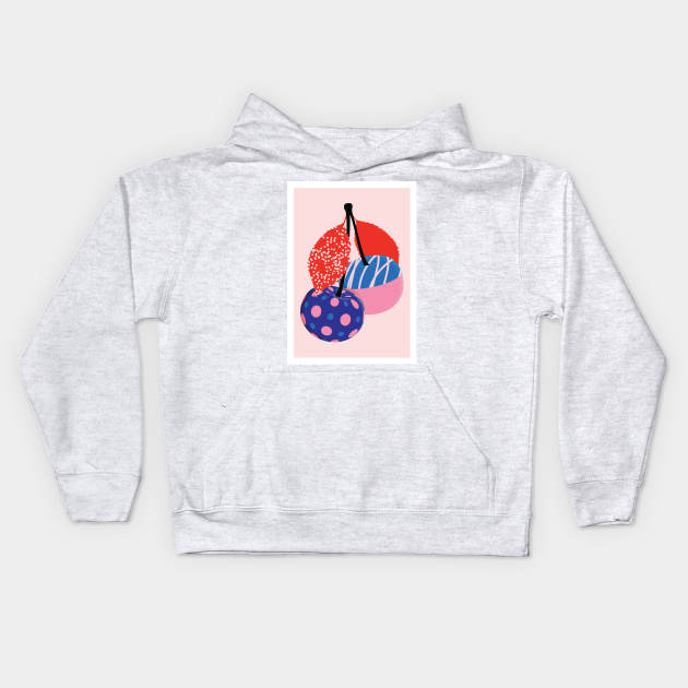 Colorful Cherries Illustration Kids Hoodie by Honeynandal